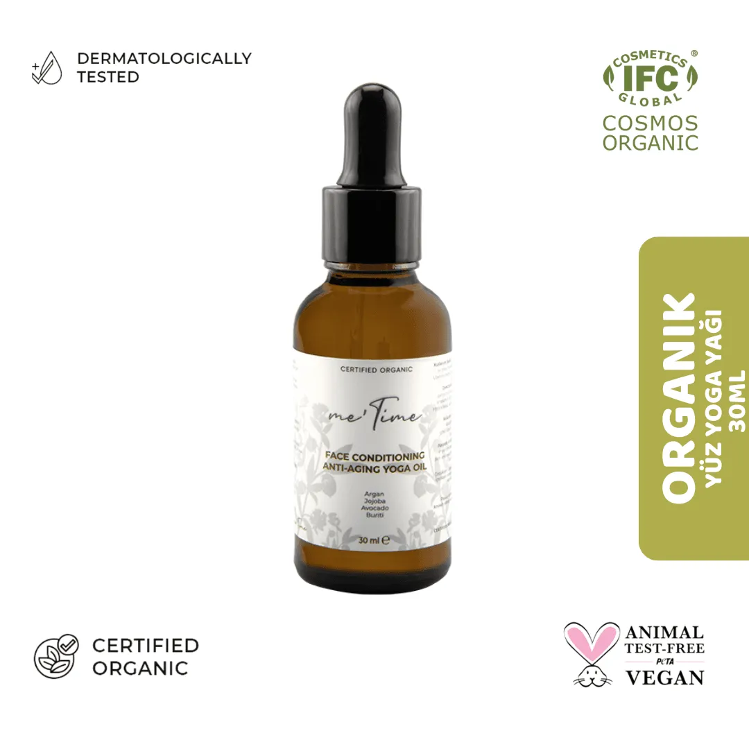 Me Time Organik Yüz Yoga Masaj Yağı | Yaşlanma & Sıkılaştırıcı Etkili, Aromaterapi 30ml ürün ambalajı