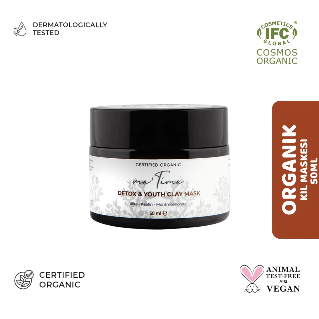 Me Time Organik Kil Maskesi | Akne, Siyah Nokta Karşıtı, Gözenek Arındırıcı, Cilt Tonu Eşitleyici 50ml ürün ambalajı