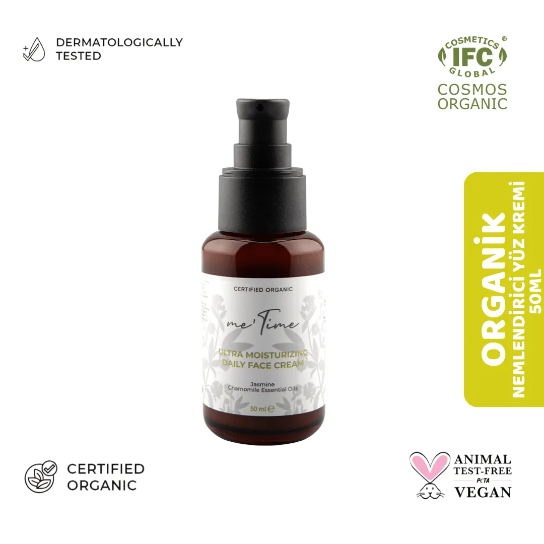 Me Time Organik Nemlendirici Günlük Yüz Bakım Kremi 50ml ürün ambalajı