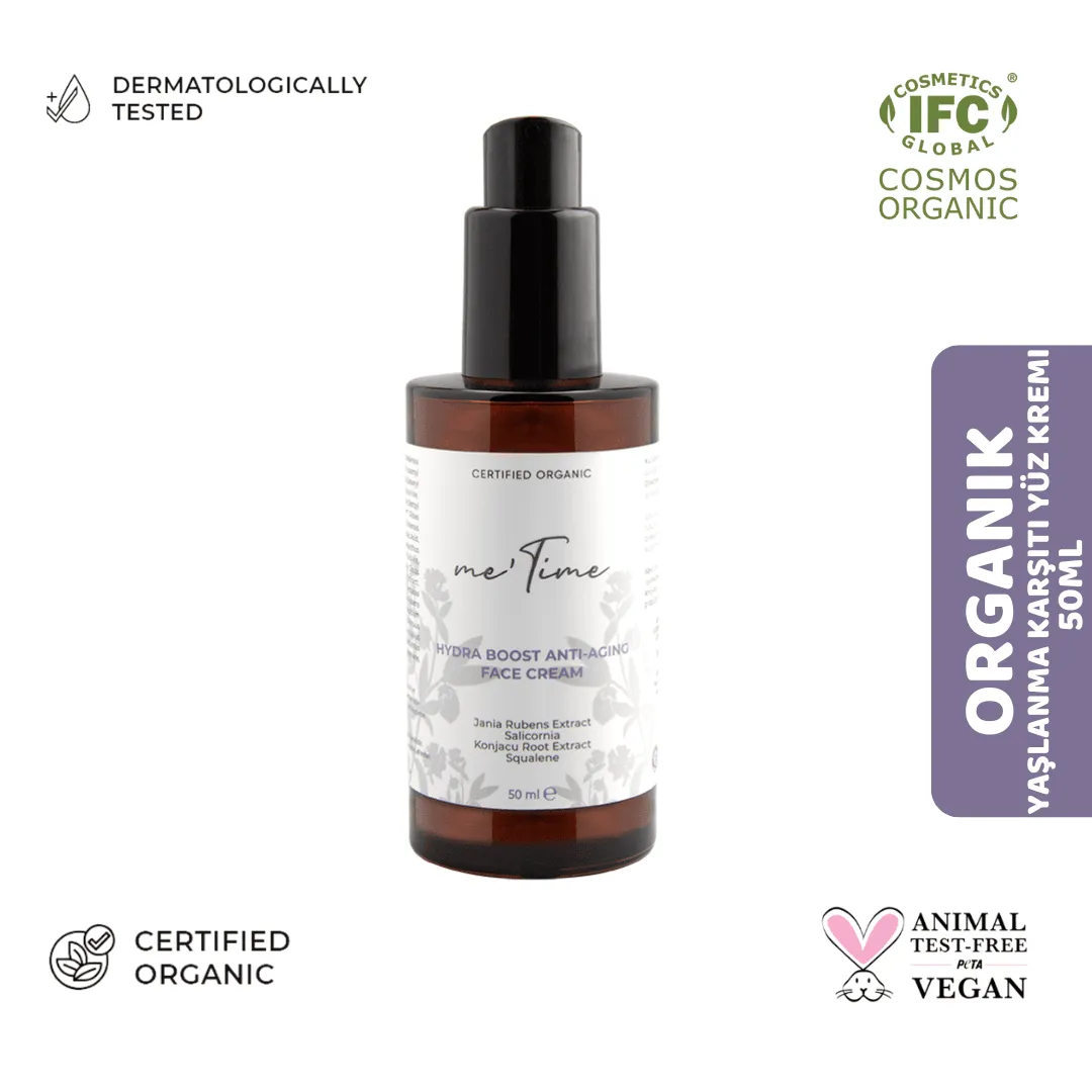 Me Time Organik Yaşlanma & Sıkılaştırıcı Etkili Yoğun Bakım Yüz Kremi 50ml ürün ambalajı